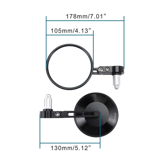 7/8" (22mm) Universal Aluminum Round Bar End Mirrors for Scooter, ATV, Pit Bike, Go Kart - goofitmoto
