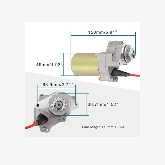 Starter Motor 12-Tooth for 50cc–125cc Horizontal Engines, Pit Bike, ATV, TaoTao - goofitmoto