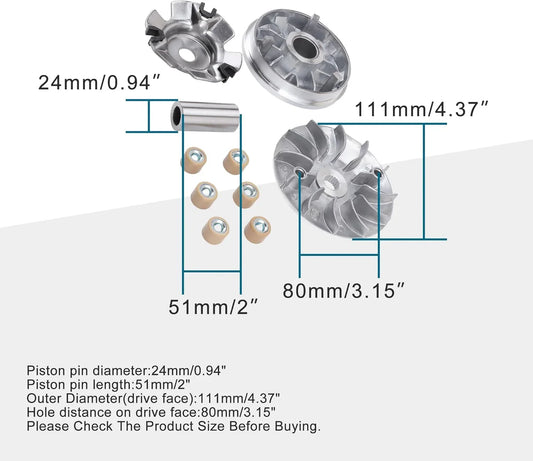Front Variator Assembly with 14g Rollers for GY6 125cc 150cc 152QMI 157QMJ Scooter Moped - goofitmoto