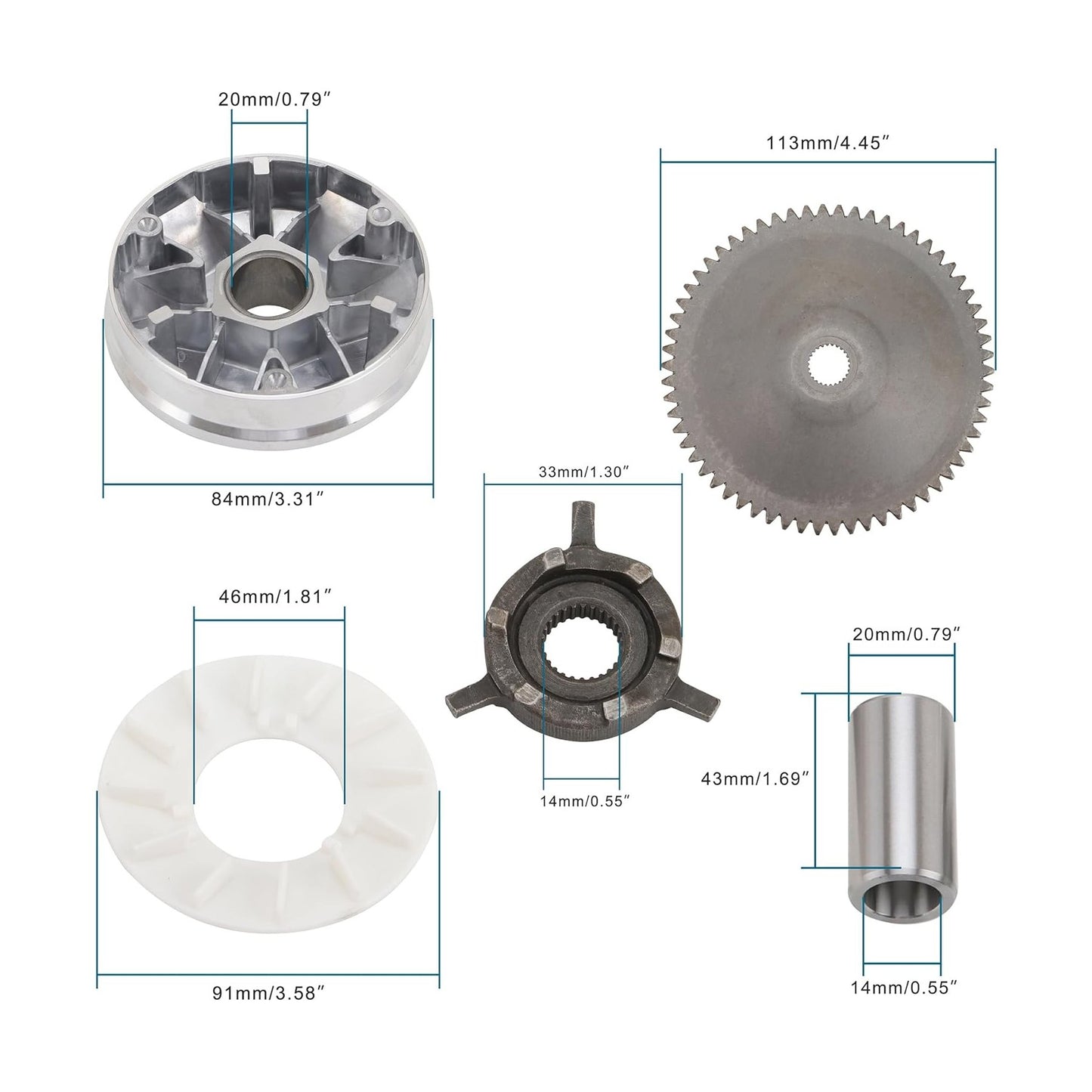 GOOFIT Complete Front Variator Roller Assy Replacement for GY6 50cc Engine Chinese Scooter Moped ATV Kart