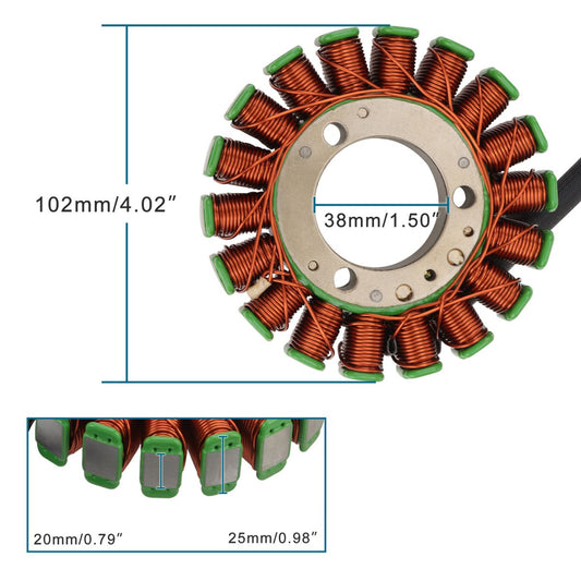 1985–2009 Kawasaki EX500 KLE500 EN500 Vulcan 500 18-Coil 5-Wire Stator 21003-1123