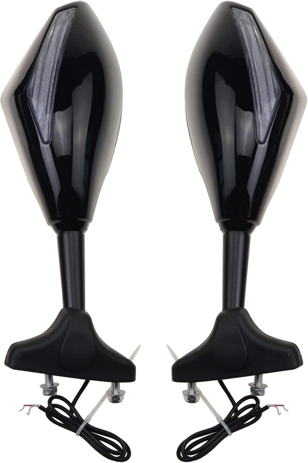 LED Turn Signal Mirrors for Suzuki GSX-R Yamaha R1 R6 Ninja | 70mm Mount