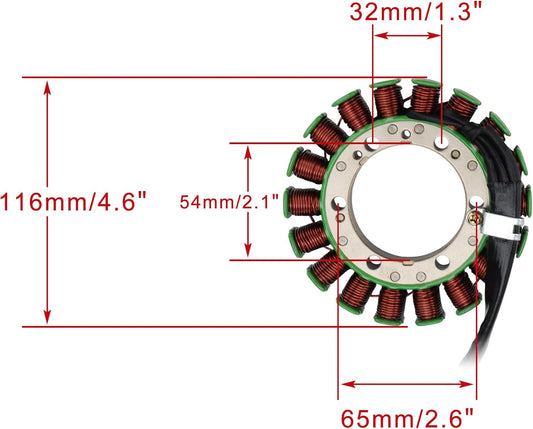 1997–2004 Yamaha XVS650 V-Star Drag Star Custom 18-Coil Stator 2GV-81410-20