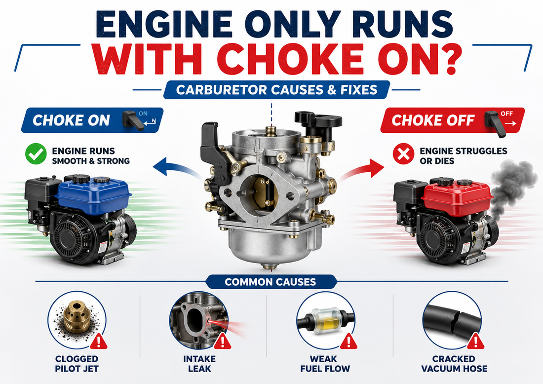Engine Only Runs with Choke On: Carburetor Causes and Fixes