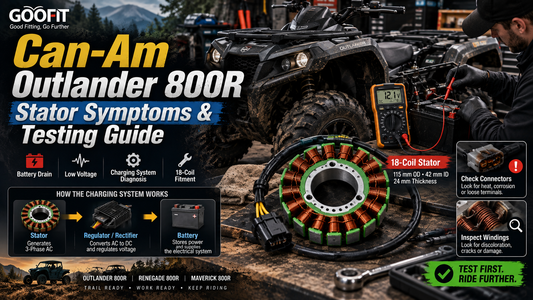 Can-Am Outlander 800R stator symptoms and charging-system test with 18-coil replacement stator