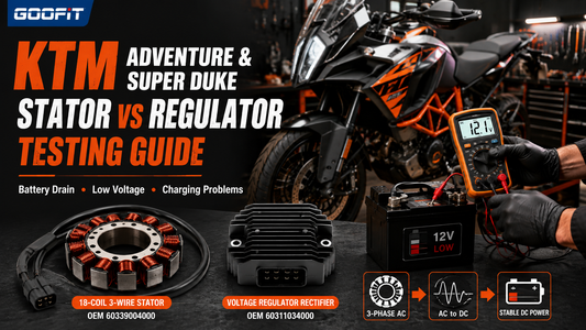 KTM Adventure and Super Duke stator versus regulator charging-system test with multimeter