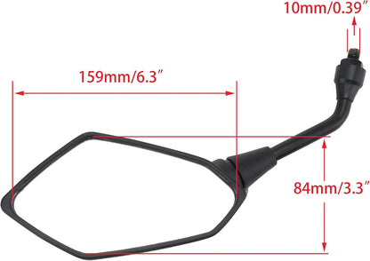 10mm Side View Mirrors with M8 Adapters for ATV Scooter | ZF001-185