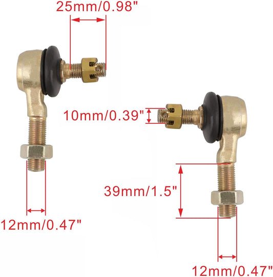 10mm x 12mm Tie Rod End Pack of 2 for Golf Cart ATV Scooter Go Kart