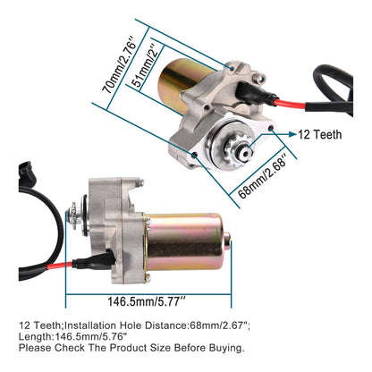 12-Tooth Starter Motor for Chinese 50cc 70cc 90cc 110cc ATV Dirt Bike