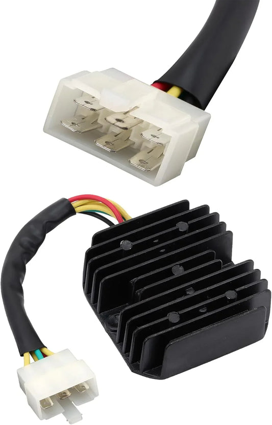 6-pin scooter voltage regulator rectifier with wiring harness and connector plug