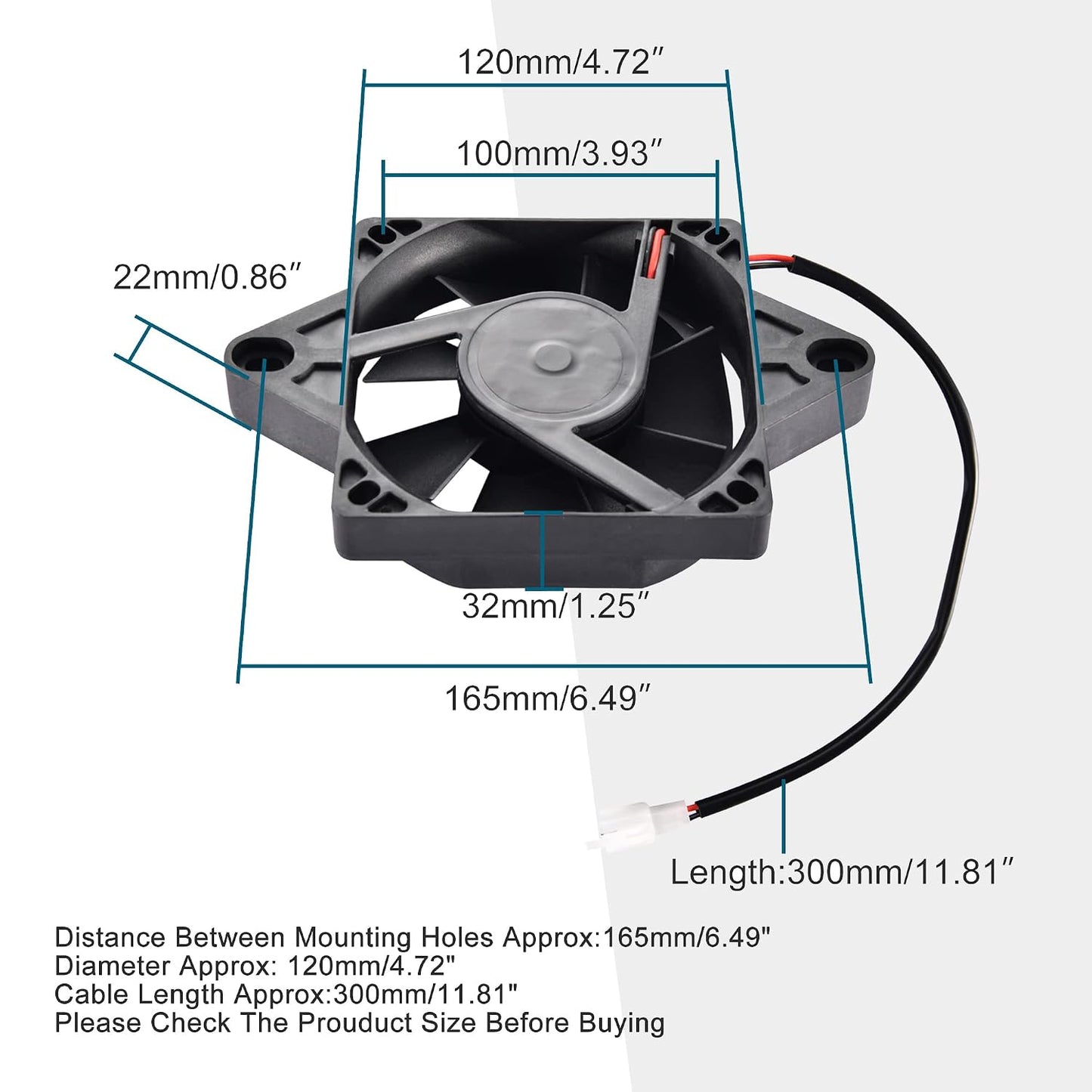 12V Square Radiator Cooling Fan for 200cc 250cc ATV Dirt Bike Go Kart