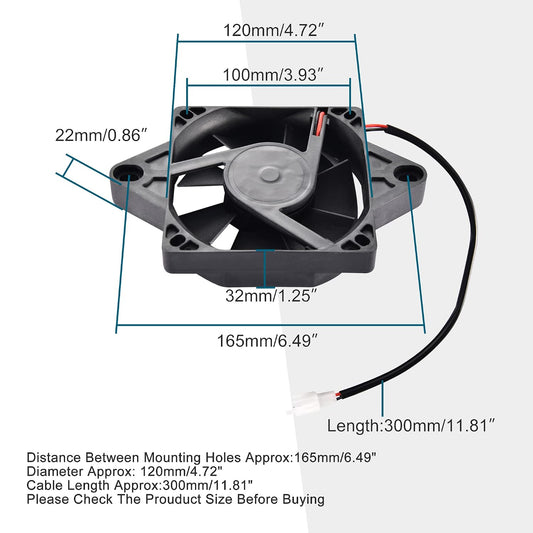 12V Square Radiator Cooling Fan for 200cc 250cc ATV Dirt Bike Go Kart