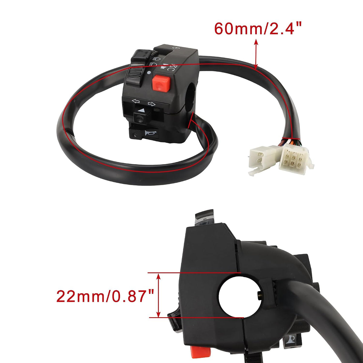 13-Pin 3-Function Handlebar Switch for Taotao 22mm 7/8"