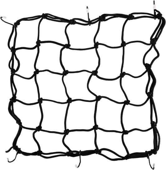 15" x 15" Black Elastic Bungee Cargo Net with Hooks for Motorcycle ATV Bike