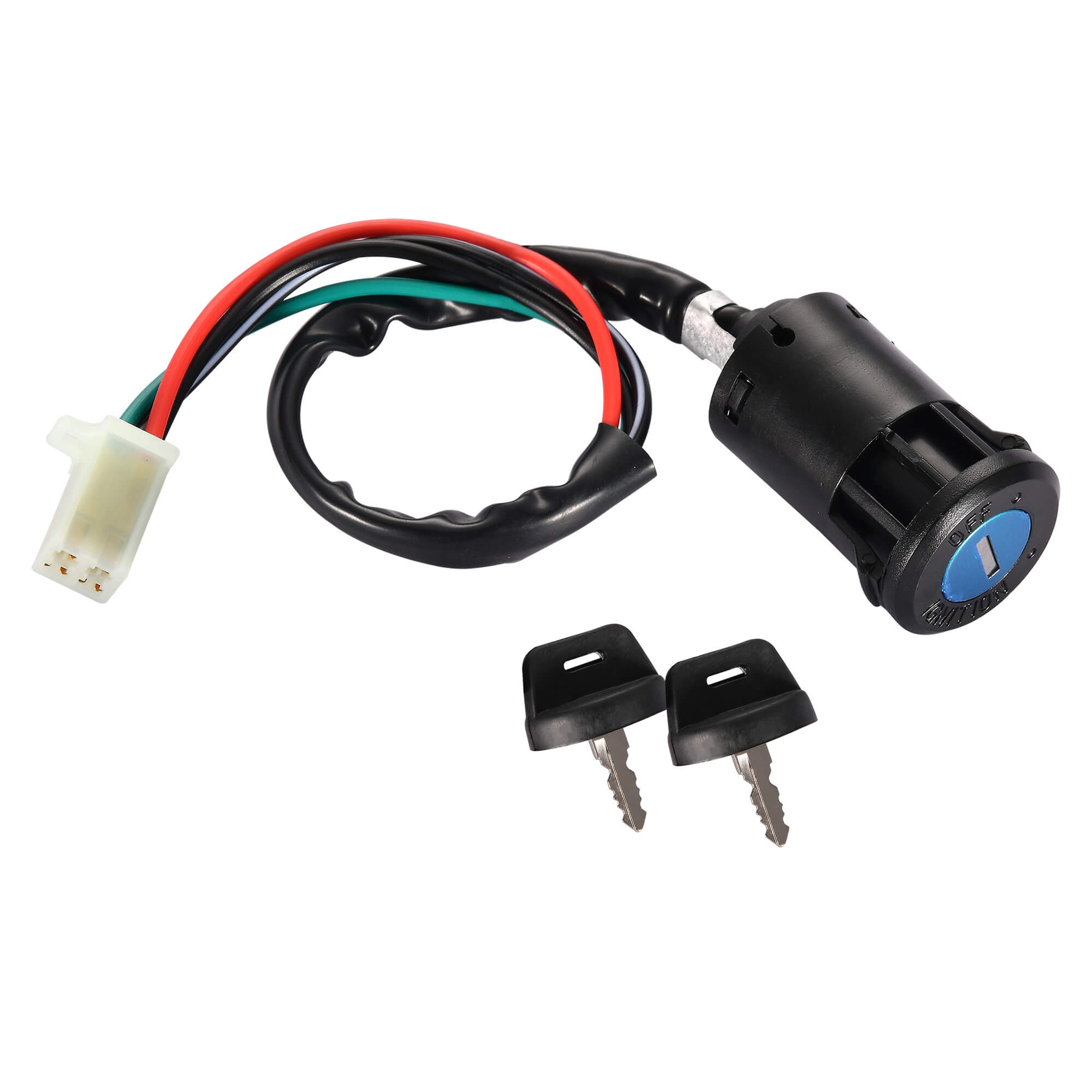GOOFIT 4 Wires Ignition Switch Key Set with Cap for 50cc 70cc 90cc 110cc 125cc 150cc 200cc 250cc TaoTao SUNL ATV Dirt Bike Electric Scooter