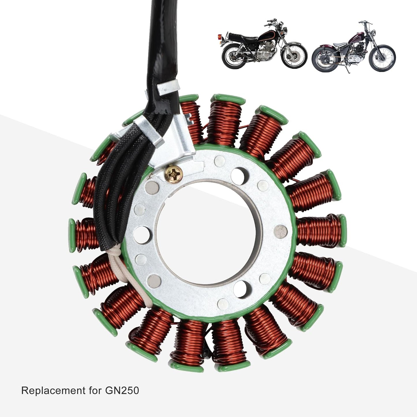 GOOFIT 18 Coil Magneto Stator for Suzuki GN250 Motorcycle Ignition Generator Replacement
