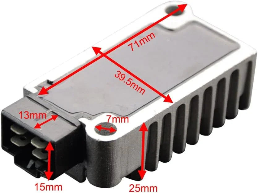 Yamaha XJ600 Diversion regulator rectifier with visible dimensions and connector pins