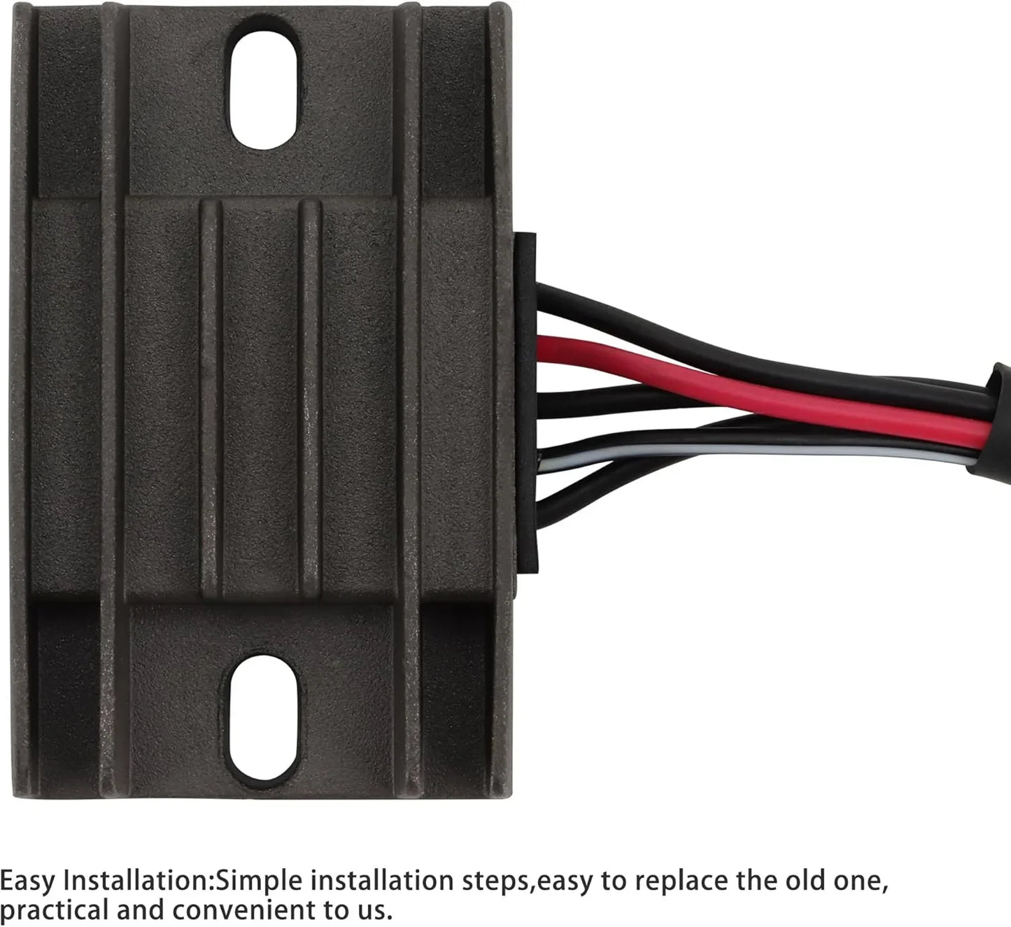 Motorcycle rectifier regulator with cooling fins and color-coded wires for Suzuki GN125 GN250 GS125 TU250 replacement.