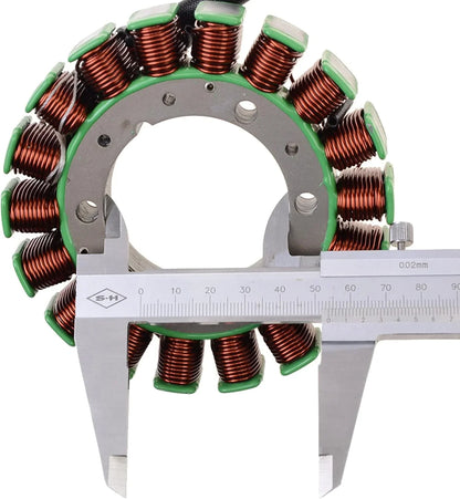 Yamaha Virago motorcycle stator with copper coils measured by caliper