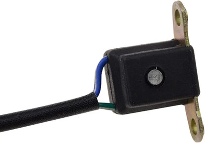 Motorcycle magneto stator pickup coil with mounting brackets and wiring, close-up view