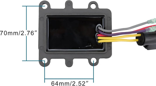Regulator rectifier for Johnson Evinrude 105-175HP, black with wiring, 70x64mm size shown