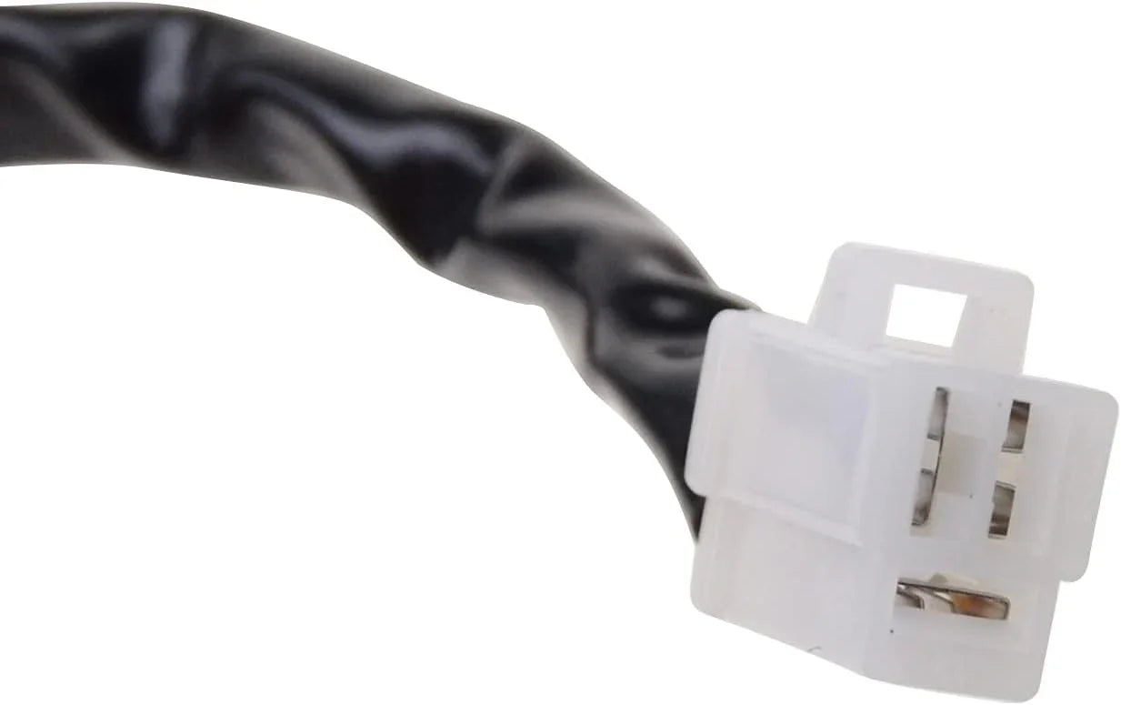 Close-up of a black wire with a white electrical connector for Honda CB400 stator replacement