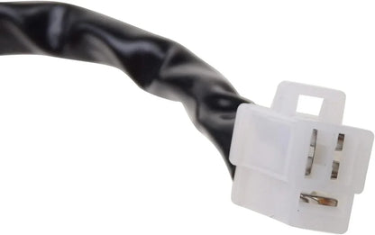 Close-up of a black wire with a white electrical connector for Honda CB400 stator replacement