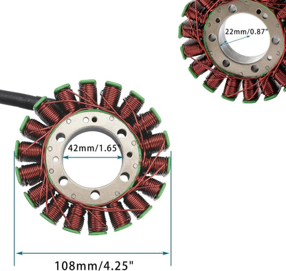 Honda VF750C Magna V45 stator replacement part with labeled dimensions for motorcycle
