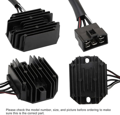Rectifier regulator for Suzuki Burgman AN250 AN400, black cooling fins, connector visible