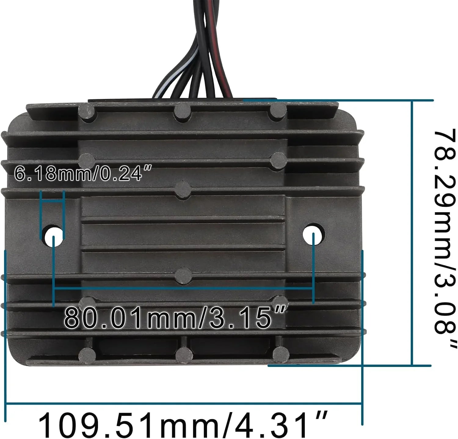 Motorcycle rectifier regulator for Suzuki Hayabusa GSX1300R, with detailed dimensions.