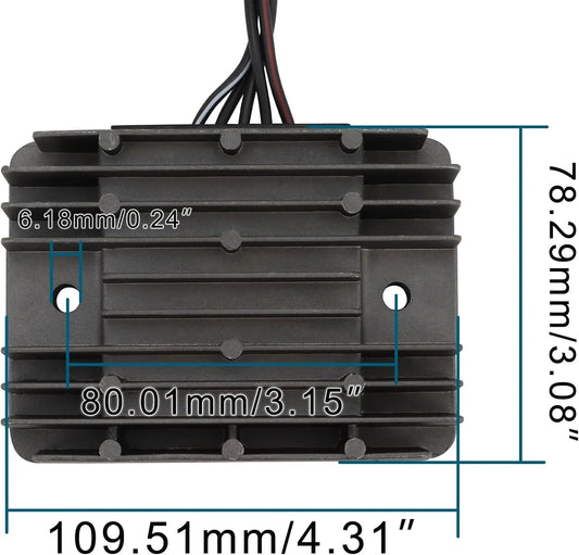 Motorcycle rectifier regulator for Suzuki Hayabusa GSX1300R, with detailed dimensions.