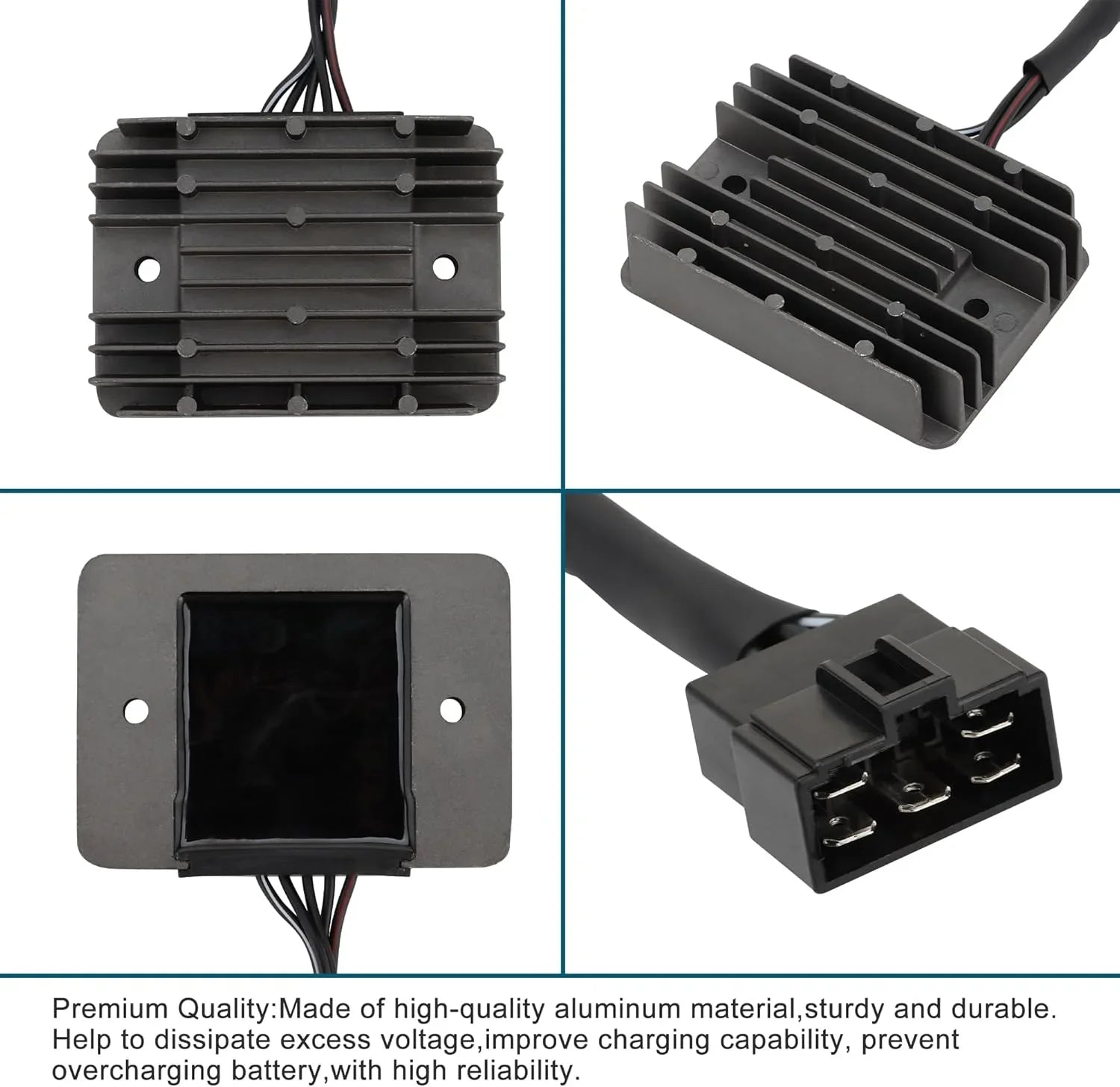 Motorcycle rectifier regulator for Suzuki Hayabusa GSX1300R, multiple angles shown