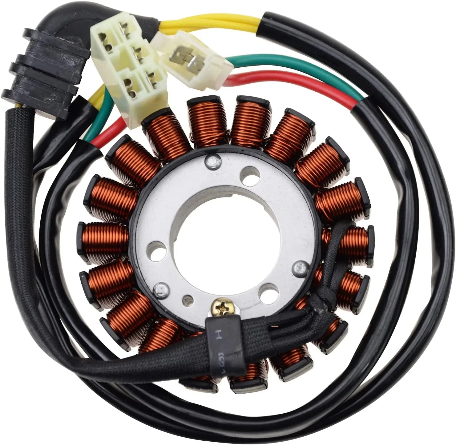 Motorcycle stator replacement part with copper coils and wiring harness for Honda CB400 VTEC NC39.