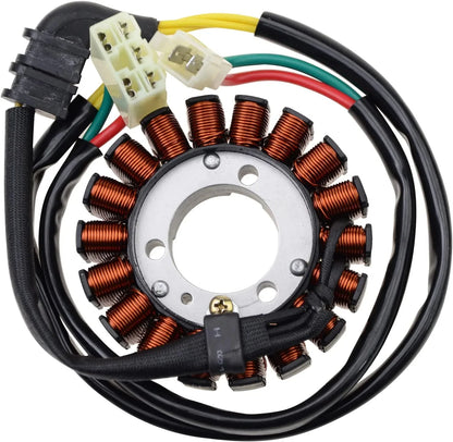 Motorcycle stator replacement part with copper coils and wiring harness for Honda CB400 VTEC NC39.