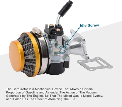 19mm Carburetor with 58mm Air Filter for 49cc–80cc 2-Stroke Motorized Bike
