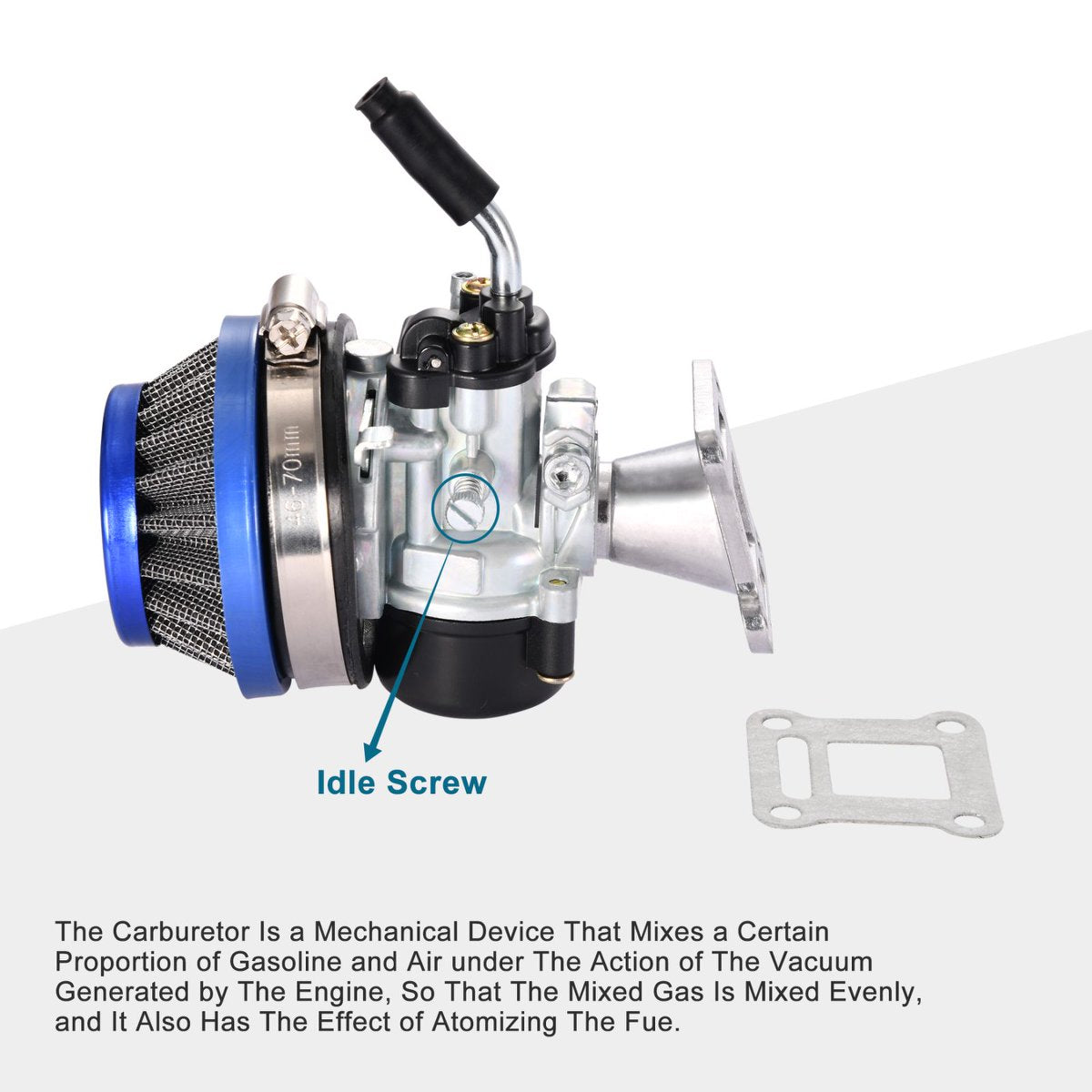 19mm Carburetor with Air Filter for 47cc 49cc 2-Stroke Pocket Bike