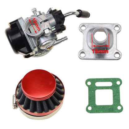 19mm Carburetor with Air Filter for 47cc 49cc 2-Stroke Pocket Bike - Red