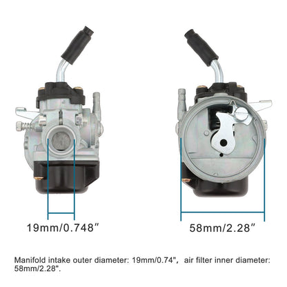 19mm Carburetor for 37cc 39cc 47cc 49cc 50cc 2-Stroke Water-Cooled Pocket Bike ATV