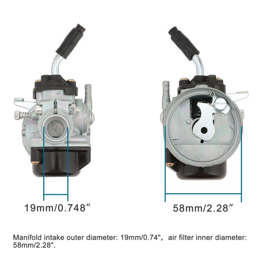 19mm Carburetor for 37cc 39cc 47cc 49cc 50cc 2-Stroke Water-Cooled Pocket Bike ATV