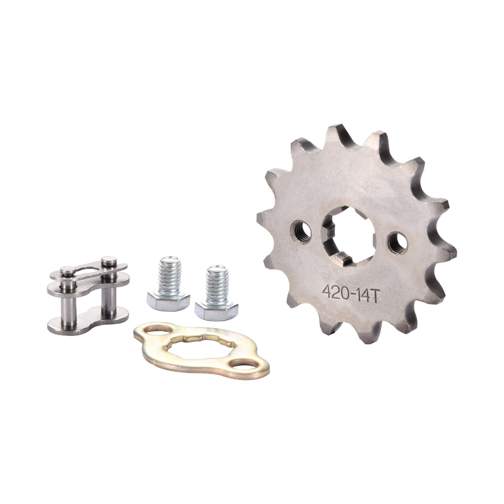 GOOFIT 17mm Front Sprocket with Holder and Bolts Replacement for 50cc 70cc 110cc 125cc 140cc 160cc Motorcycle ATV Dirt Bike Quad TaoTao(420-14T)