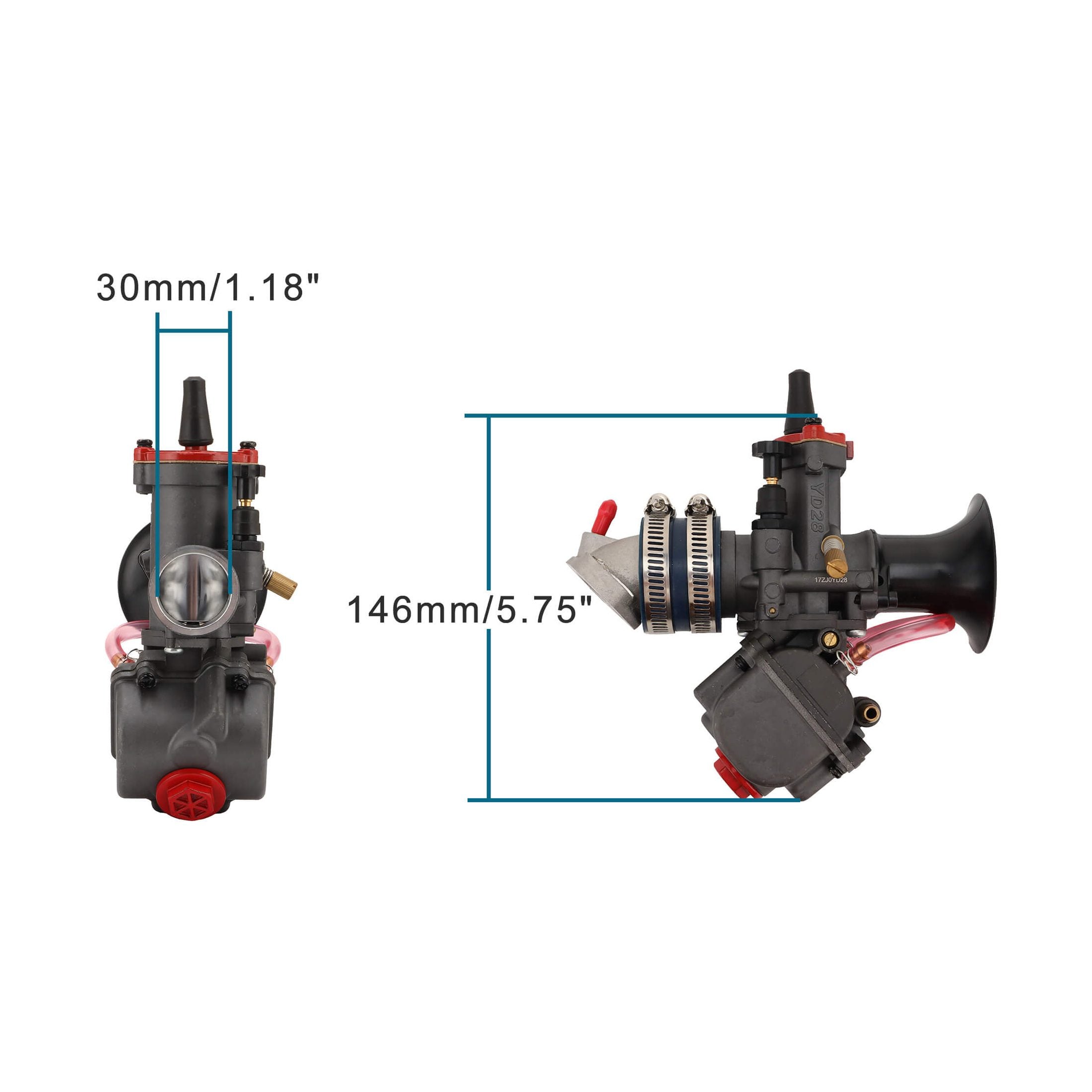 GOOFIT Motorcycle Dual Stack Carburetor Replacement for YD-MJN28 YD-MJN30 MSX125cc ATV Dirt Pit Bike Go Kart