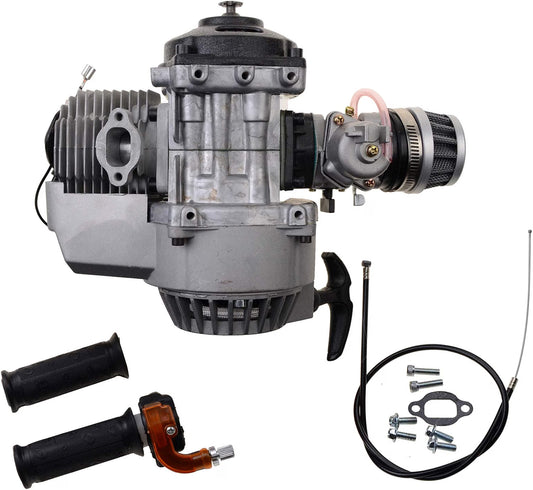 2-Stroke Engine Kit with Carburetor Recoil Starter for 43cc–52cc Pocket Bike