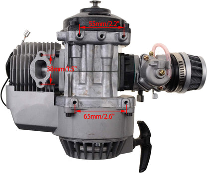 2-Stroke Engine Kit with Carburetor Recoil Starter for 43cc–52cc Pocket Bike