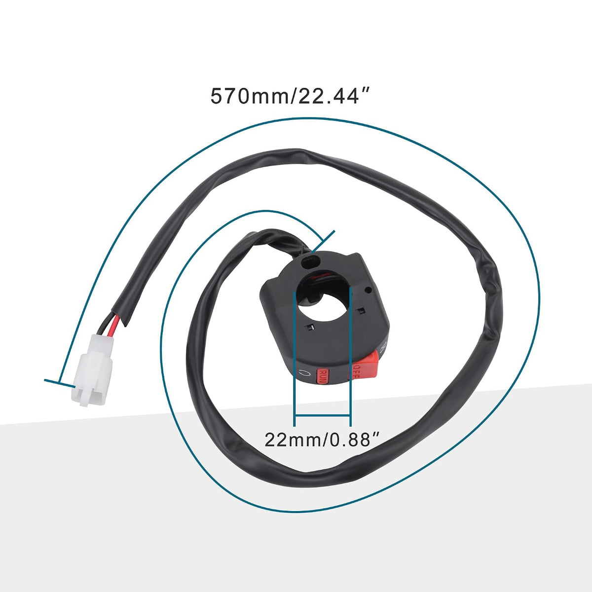 2-Wire Handlebar Kill Switch for 22mm / 7/8" Motorcycle ATV Scooter