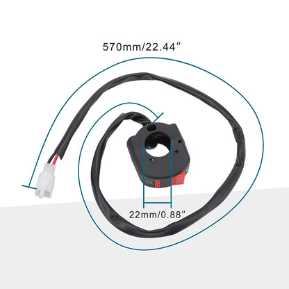 2-Wire Handlebar Kill Switch for 22mm / 7/8" Motorcycle ATV Scooter