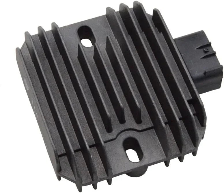 Kawasaki Ninja motorcycle regulator rectifier, black finned electrical part.