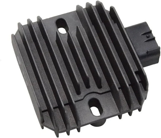 Kawasaki Ninja motorcycle regulator rectifier, black finned electrical part.