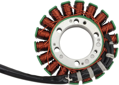 Kawasaki ZX-6R motorcycle stator coil with copper wire and silver mounting ring