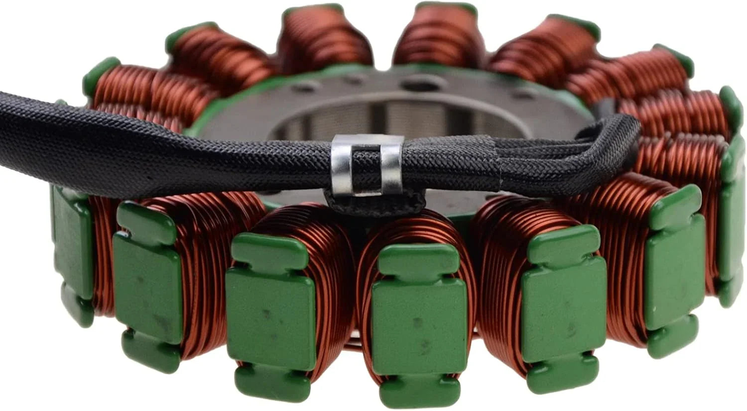 Close-up of Suzuki GSX-R1000 magneto stator replacement part with copper coils
