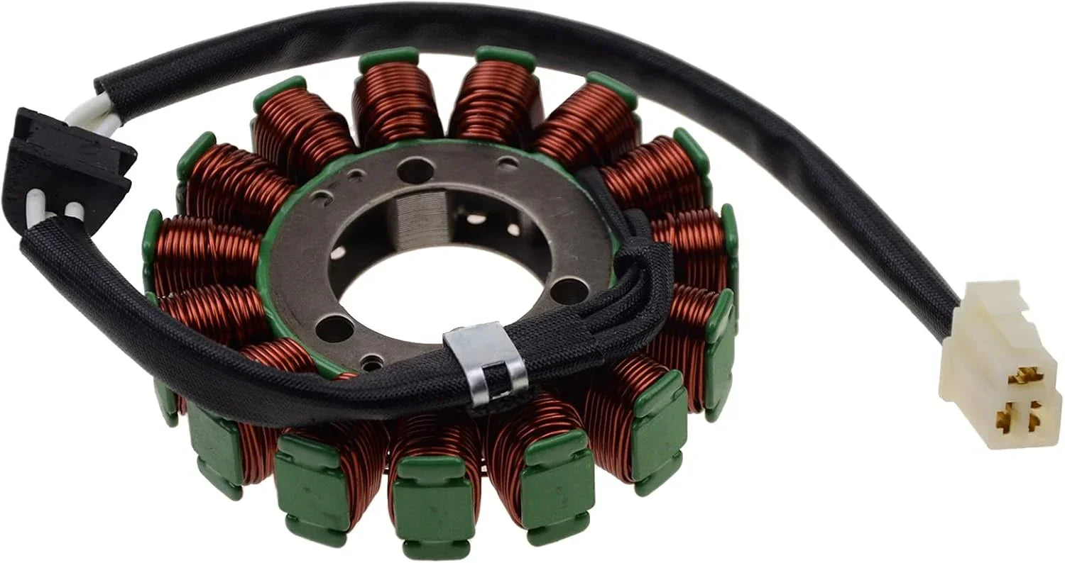 Motorcycle magneto stator coil with copper winding and connector for Suzuki GSX-R1000.